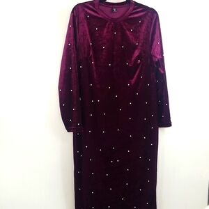 Deep Purple Velvet Dress w Pearl Embellishments Whimsigoth